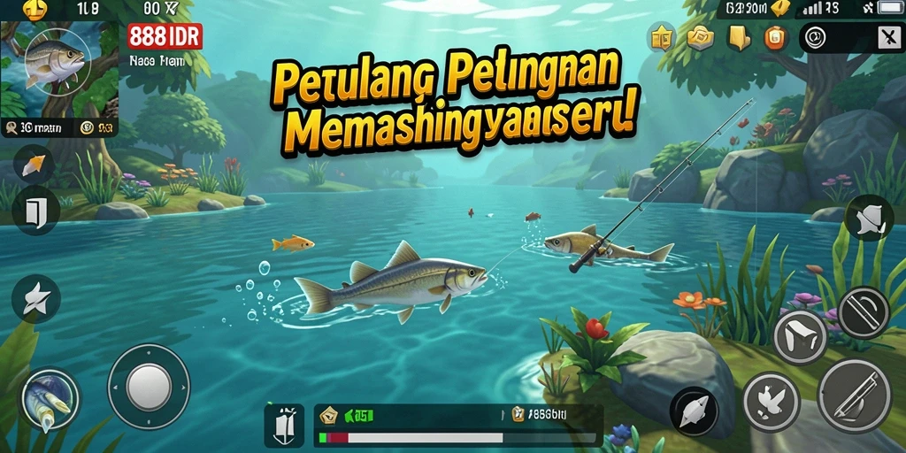 Screenshot gameplay 888IDR menampilkan aksi memancing yang mendebarkan.