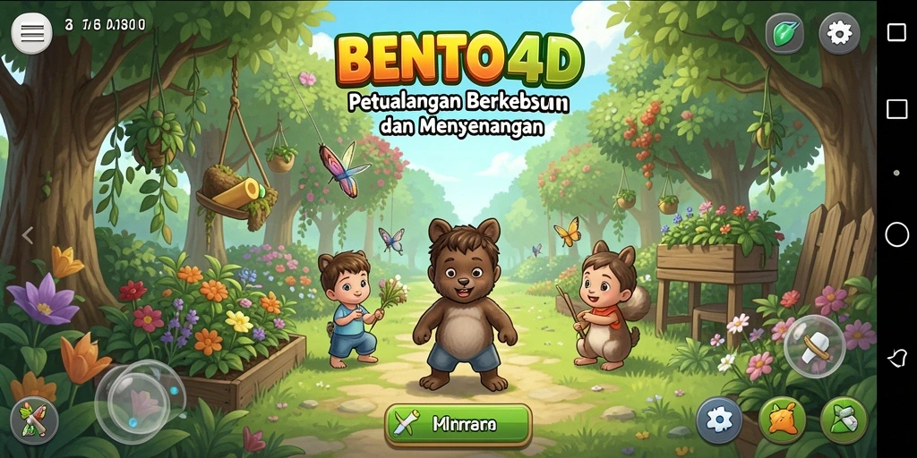 Tangkapan layar BENTO4D menampilkan aktivitas seru bertani di lahan subur.