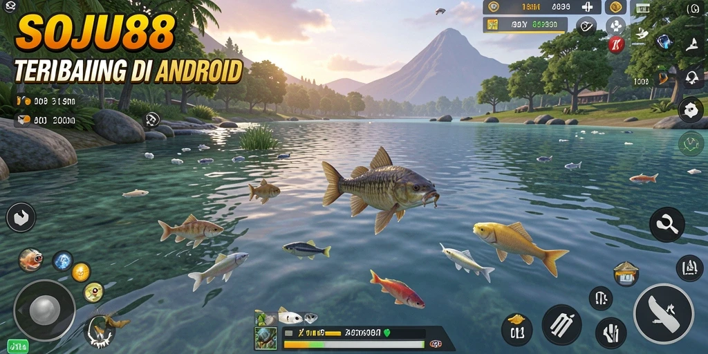 Tampilan gameplay memancing yang menakjubkan dan penuh aksi.